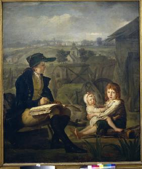Werther zeichnet zwei spielende Kinder 1796