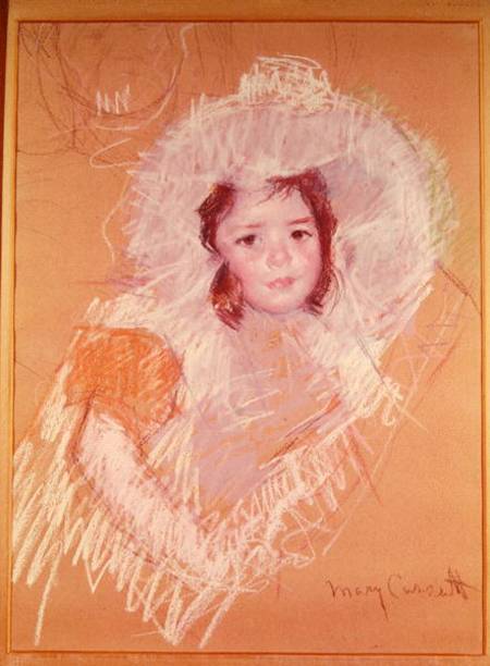 Bust of a Young Girl or Margot Lux with a Large Hat von Mary Stevenson Cassatt