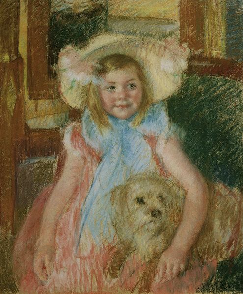 Cassatt / Sara holding her dog / c. 1901 von Mary Stevenson Cassatt