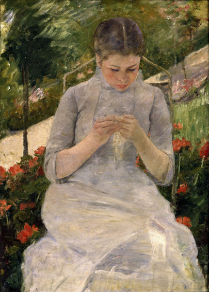 M.Cassatt / Young girl in garden / 1880 von Mary Stevenson Cassatt