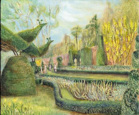 The Long garden, Cliveden: Topiary 2002