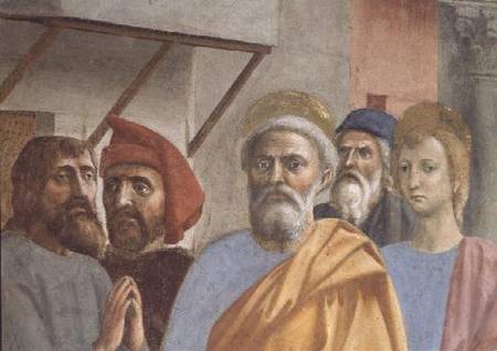 St. Peter Healing With His Shadow, (Detail of St. Peter) von Masaccio