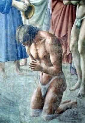 St. Peter Baptising the Neophytes (Detail of two turbanned observers) c.1427