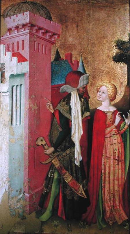 St. Barbara Locked in a Tower by her Father, from the St. Barbara Altarpiece von Master Francke