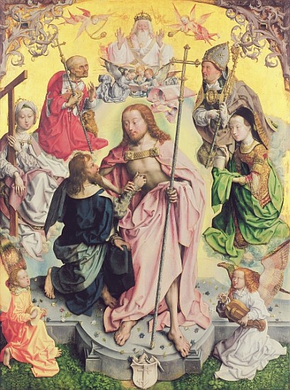 Central panel from the St. Thomas Altarpiece, 1501, Christ and Saint Thomas surrounded by St.Helena, von Master of St. Bartholemew