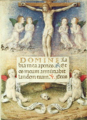 Christ on the Cross with Angels, c.1480 (vellum) von Master of the della Rovere Missals