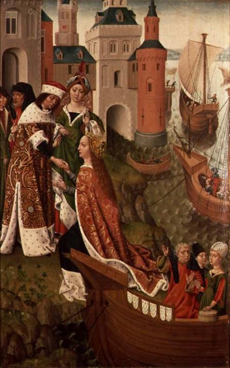 The King asks for the Hand of the Saint through an Intermediary Messenger von Master of the Legend of St. Ursula