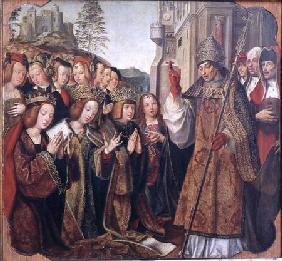 The Pope Blessing St. Auta, St. Ursula and Prince Etherius, from the St. Auta Altarpiece c.1520