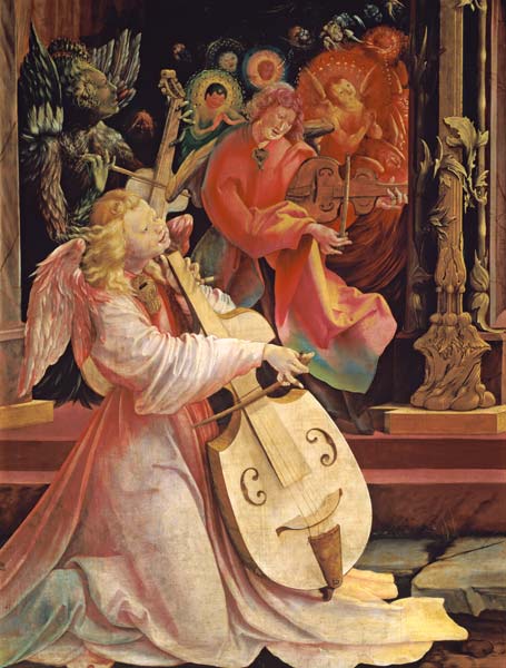 Isenheimer Altar Zweite Schauseite, Mittelbild: Detail aus Engelskonzert. von Mathias (Mathis Gothart) Grünewald