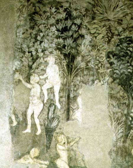 Detail of men bathing from the decorative scheme in the Hall of the Popes von Matteo Giovanetti