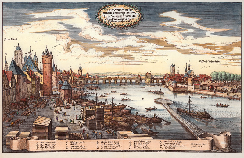 Frankfurt, Mainbrücke, v.M.Merian von Matthäus Merian der Ältere
