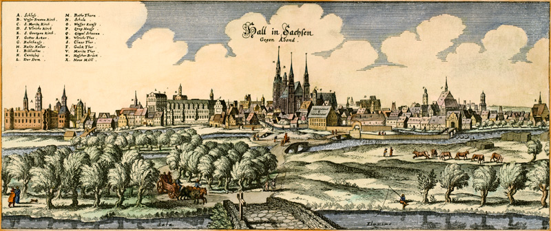 Halle (Saale) um 1650 von Matthäus Merian der Ältere