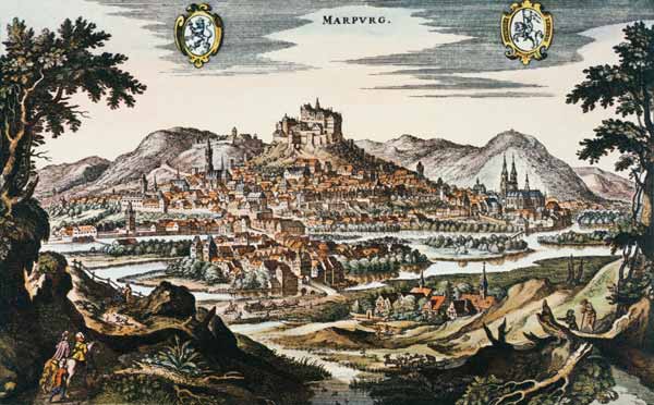 Marburg, Stadtansicht von Matthäus Merian der Ältere