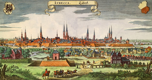 Ansicht der Stadt Lübeck von Matthäus Merian der Ältere
