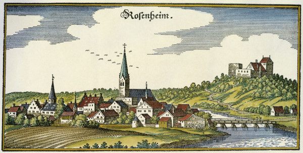 Rosenheim, Stadtansicht von Matthäus Merian der Ältere