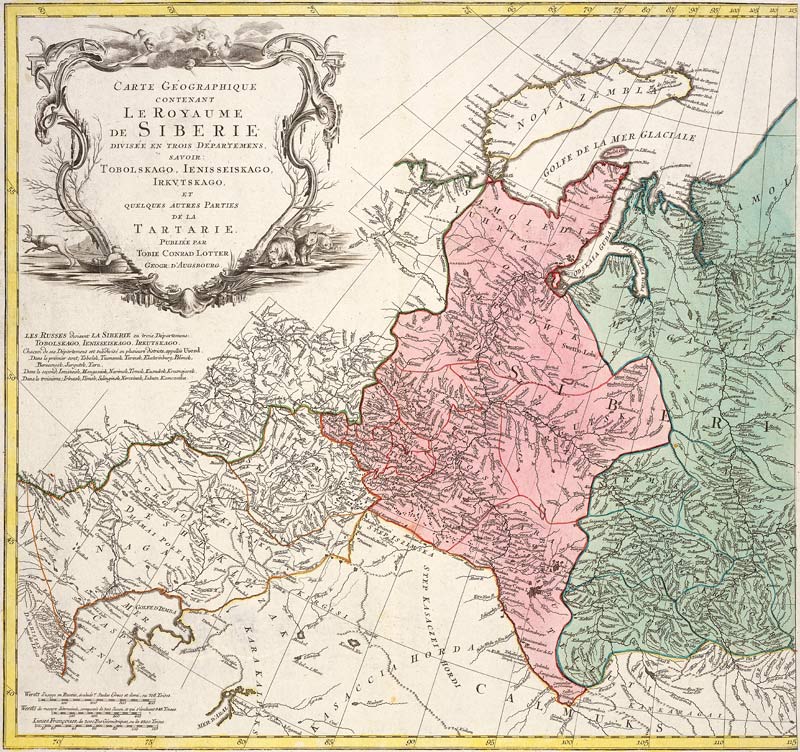 Landkarte Sibirien von Lotter um 1770 von Matthäus Albrecht Lotter