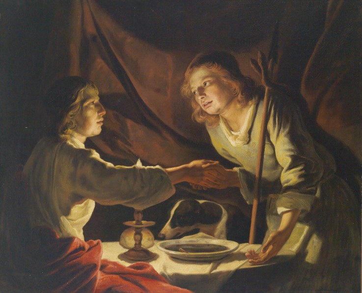 Esau und Jakob (Das Linsengericht) von Matthias Stomer