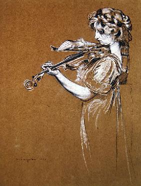 Young Girl Playing a Violin 1910
