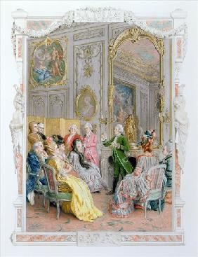 A Literary Soiree, 1890 (colour litho) 