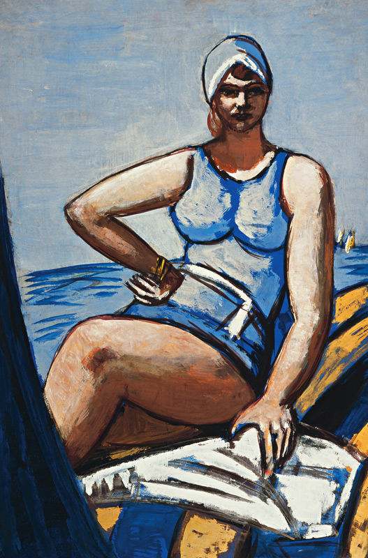 Quappi in Blau im Boot. 1926/1950 von Max Beckmann