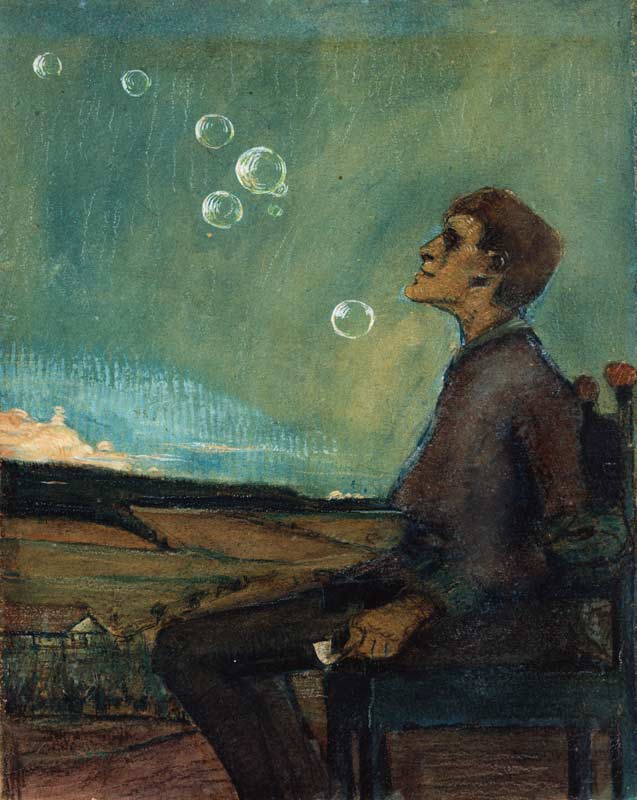Selbstbildnis mit Seifenblasen von Max Beckmann