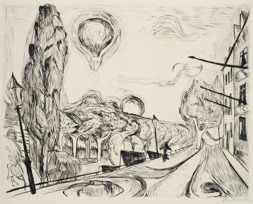 Landschaft mit Ballon. 1918 von Max Beckmann