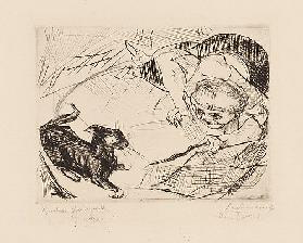 Mädchen mit Katze. 1916 (H 93 III/V)