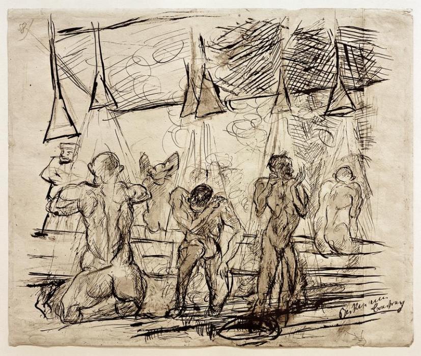 Soldatenbad – duschende Soldaten von Max Beckmann