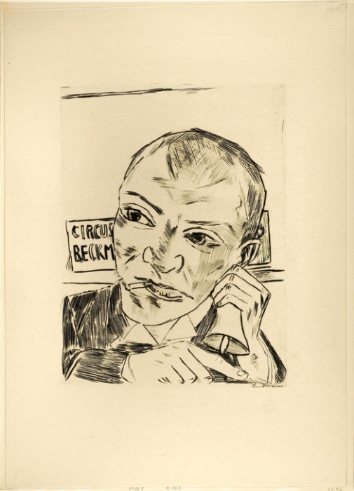 The Barker (Self-Portrait), plate one from Jahrmarkt von Max Beckmann