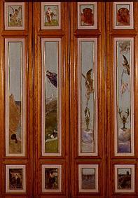 Türflügelpaare der Villa Albers. Li: Flora. Re: Raub des Ganymed 1883/85