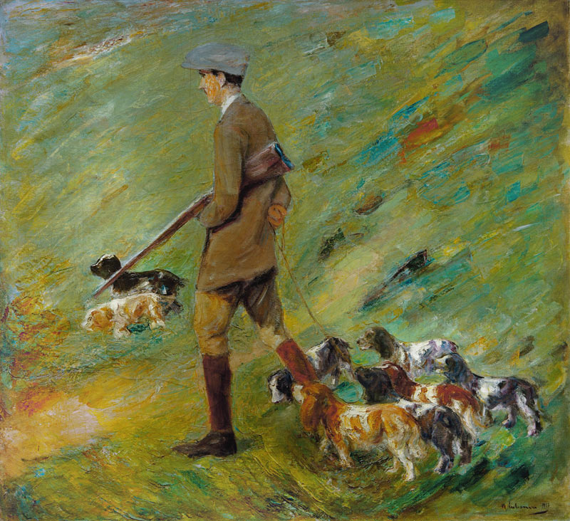 Jäger in den Dünen – Trainer mit Hunden von Max Liebermann