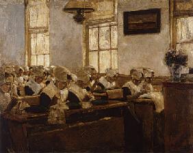 Nähschule im Amsterdamer Waisenhaus 1876/77