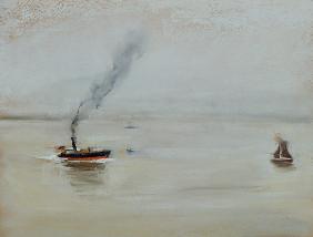 Rainy Weather on the Elbe, 1902 (pastel on paper) (see also 144743) 18th