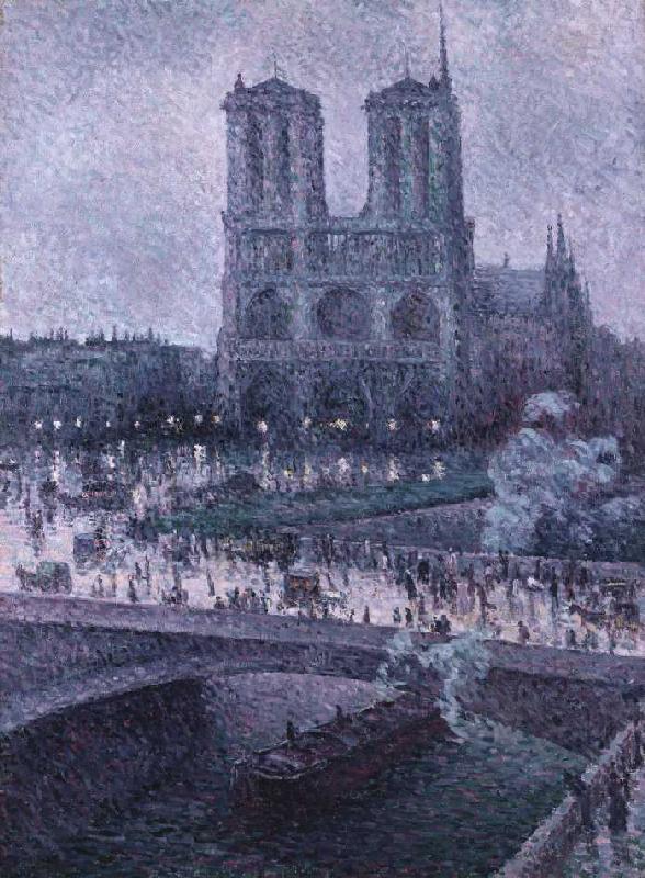 Seinebrücke und Notre Dame im Abendlicht von Maximilien Luce
