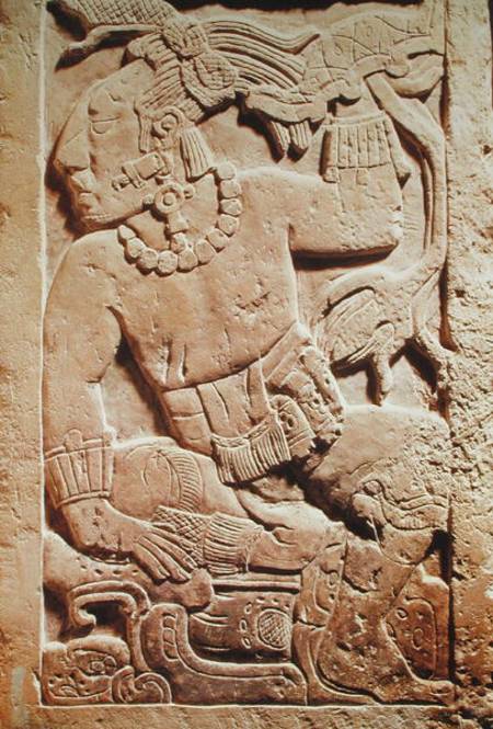 Bas relief of a warrior von Mayan