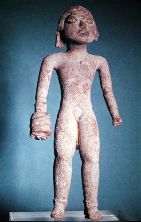 Figurine of a tlachtli player with a gauntlet on his right hand, from Mexico, Pre-Classic Period von Mayan