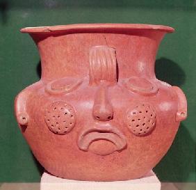Globular vase with a face, from Kalminaljuy, Guatemala, Pre-Classic Period 1000-250 B