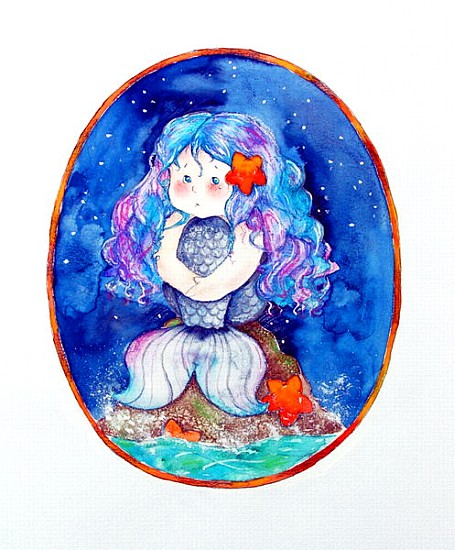 Sad Little Mermaid (mixed media)  von Maylee  Christie