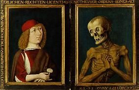 Bildnis des Hieronymus Tschekkenbürlin mit dem Tod. Diptychon von Meister (Baseler)