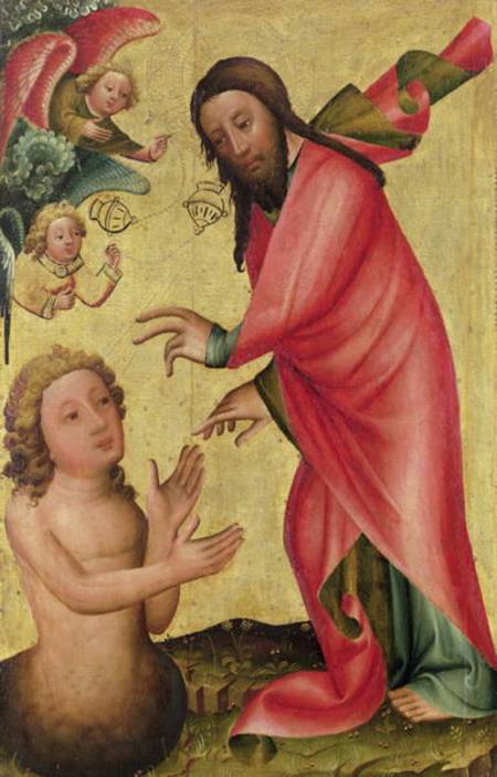 The Creation of Adam, detail from the Grabow Altarpiece von Meister Bertram