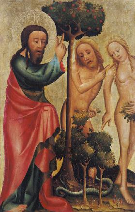 God the Father Punishes Adam and Eve, detail from the Grabow Altarpiece 1379-83
