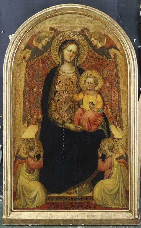 Madonna auf dem Thron mit vier Engeln von Meister der hl.Verdiana