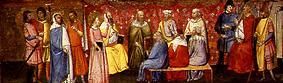 Die hl. Katharina von Alexandra bei der Diskussion mit den Philosophen vor Kaiser Maxentius von Meister der Misericordia