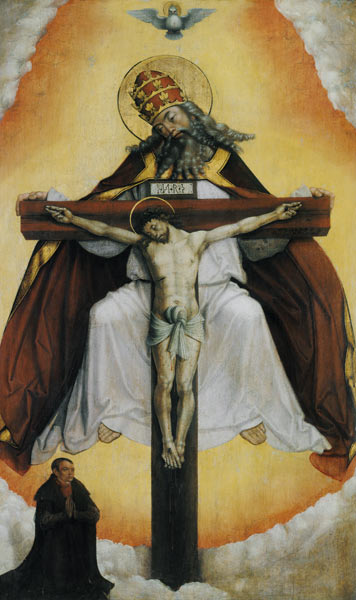 Die heilige Dreifaltigkeit. von Meister des Altars von Leitmeritz