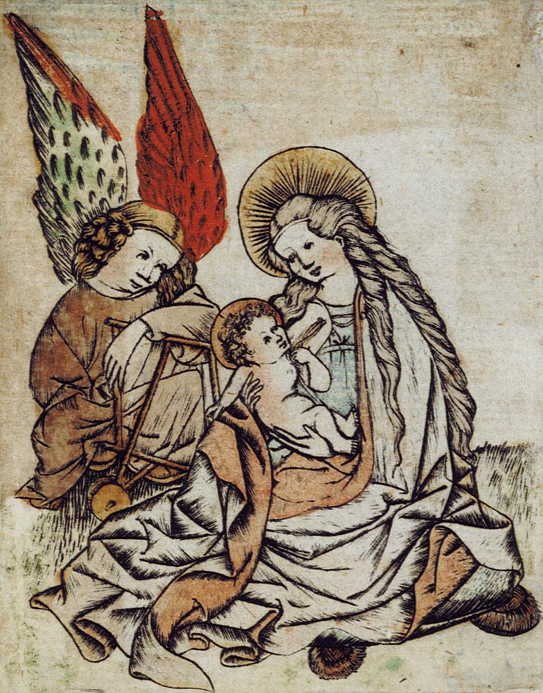 Maria mit dem Kind und einem Engel von Meister d.Nürnberger Passion
