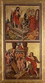 Zwei Altartafeln im Dom zu Erfurt: Auferstehung und Höllenfahrt Christi von Meister (Fränkischer)