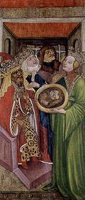 Rechte untere Tafel eines Flügelaltars. Salomé mit dem Kopf Johannes des Täufers von Meister (Tschechischer)