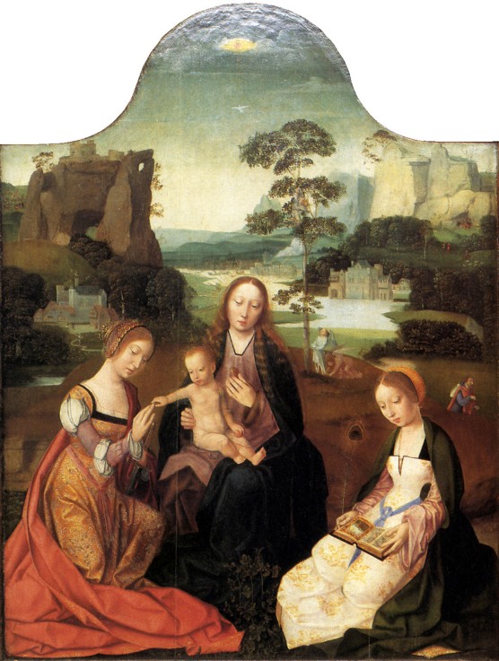 Madonna und Kind mit Heiligen Katharina und Barbara von Meister vom Heiligen Blut