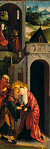 Flügel eines Triptychons mit Darstellung der Legende der hll.Joachim und Anna. von Meister von Alkmaar
