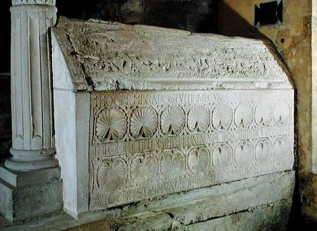 The cenotaph of Abbess Theodechilde in the funerary crypt von Merovingian
